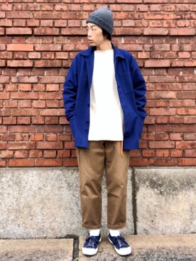 「WAIPER.inc（ワイパーインク）のアイテム（カバーオール）」を使った、くるまやさん（メンズ・165cm）の冬コーディネート