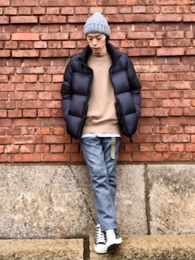 「FOB FACTORY（エフオービーファクトリー）のアイテム（その他パンツ）」を使った、くるまやさん（メンズ・165cm）の冬コーディネート
