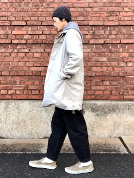 「EEL（イール）のアイテム（ジャケット/アウター）」を使った、くるまやさん（メンズ・165cm）の春コーディネート