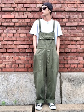 「WAIPER.inc（ワイパーインク）のアイテム（オールインワン・サロペット）」を使った、くるまやさん（メンズ・165cm）の夏コーディネート