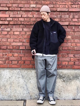 「NIDO（ニド）のアイテム（パンツ）」を使った、くるまやさん（メンズ・165cm）の秋コーディネート