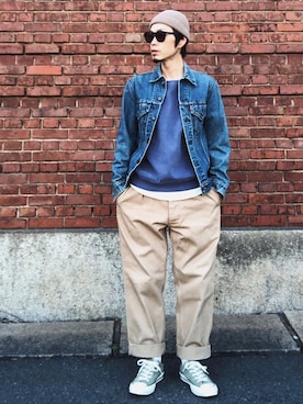 「MIXTA（ミクスタ）のアイテム」を使った、くるまやさん（メンズ・165cm）の冬コーディネート