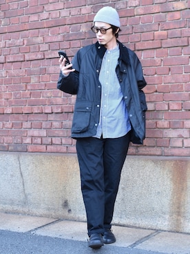 「Barbour（バブアー）のアイテム（ジャケット/アウター）」を使った、くるまやさん（メンズ・165cm）の春コーディネート