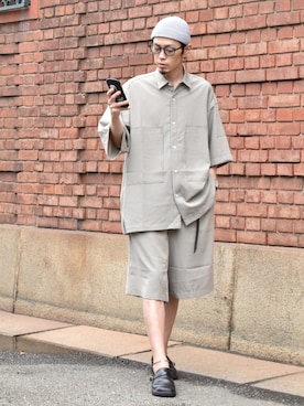 「EMMA  CLOTHES」｜「アイテム（ニットキャップ/ビーニー）」を使った、くるまやさん（メンズ・165cm）の春コーディネート