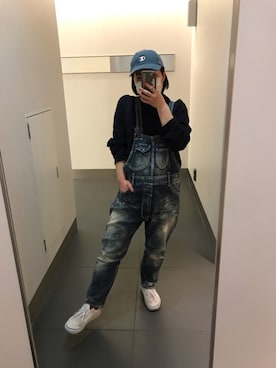 「ラフスタイル」｜「アイテム（オールインワン・サロペット）」を使った、blueさん（レディース・150cm）の冬コーディネート