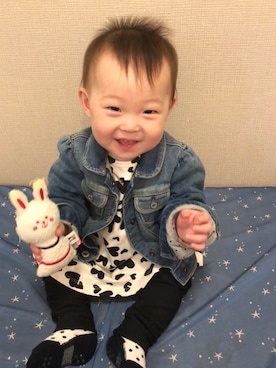 「おんなのこコーデ」｜「アイテム（デニムジャケット）」を使った、ゆずさん（キッズ・80cm）の秋コーディネート