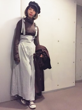 「肩リボン」｜「アイテム（ジャケット/アウター）」を使った、Rumiさん（レディース・156cm）の冬コーディネート