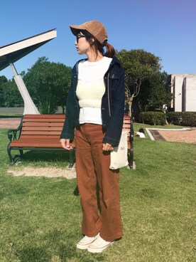 「Another Edition（アナザーエディション）のロゴキャンバスミニショルダーバッグⅡ（ショルダーバッグ）」を使った、あさみさん（レディース・162cm）の秋コーディネート