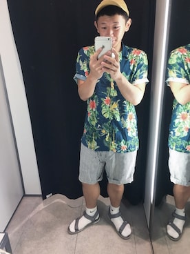 「PULL&BEAR（プルアンドベア）のアイテム（シャツ/ブラウス）」を使った、Gaudyさん（メンズ・168cm）の夏コーディネート
