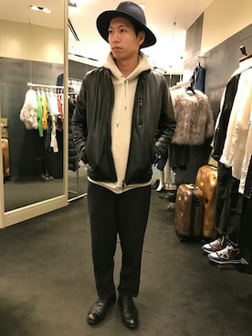 「AKM（エイケイエム）のアイテム（ブルゾン）」を使った、にっしーさん（メンズ・175cm）の冬コーディネート