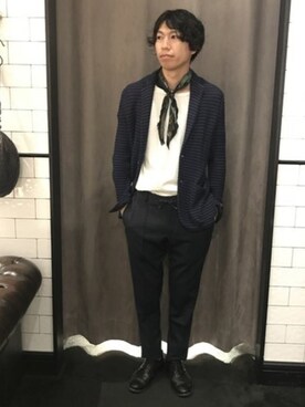 「g-stage（ジーステージ）のアイテム（テーラードジャケット）」を使った、にっしーさん（メンズ・175cm）の夏コーディネート