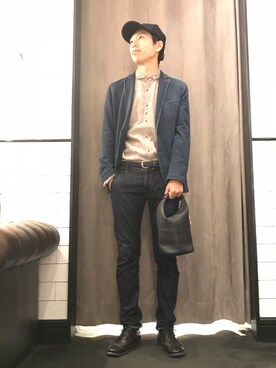 「C-PLUS HEAD WEAR（シープラスヘッドウェアー）のアイテム（キャップ）」を使った、にっしーさん（メンズ・175cm）の秋コーディネート