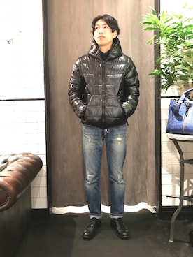 「アイテム（ダウンジャケット/コート）」を使った、にっしーさん（メンズ・175cm）の秋コーディネート