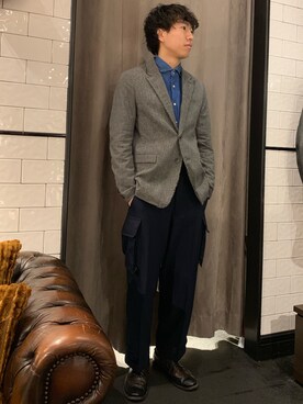 「ゆるコーデ」｜「アイテム（テーラードジャケット、その他）」を使った、にっしーさん（メンズ・175cm）の春コーディネート