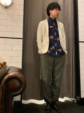 「GANESH（ガネーシュ）のアイテム」を使った、にっしーさん（メンズ・175cm）の春コーディネート