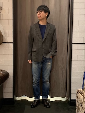 「ARMURE（アルミュール）のアイテム（テーラードジャケット）」を使った、にっしーさん（メンズ・175cm）の秋コーディネート