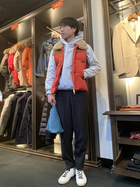 「Magnu（マヌー）のMagnu/マヌー/Tee Pee pouch（ハンドバッグ）」を使った、にっしーさん（メンズ・175cm）の冬コーディネート