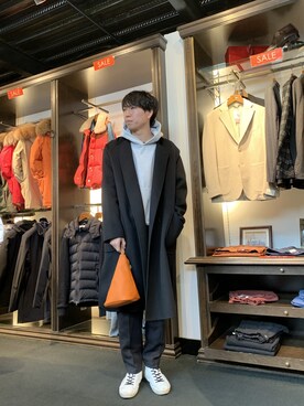 「Magnu（マヌー）のMagnu/マヌー/Tee Pee pouch（ハンドバッグ）」を使った、にっしーさん（メンズ・175cm）の冬コーディネート