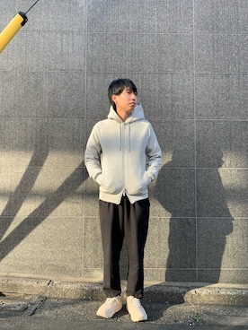 「1piu1uguale3 RELAX（ウノピュウノウグァーレトレリラックス）のアイテム（パーカー）」を使った、にっしーさん（メンズ・175cm）の秋コーディネート
