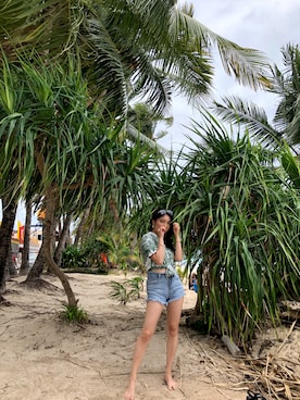 「TOPSHOP（トップショップ）のアイテム（シャツ/ブラウス）」を使った、Hyun Sun Parkさん（レディース・153cm）の夏コーディネート