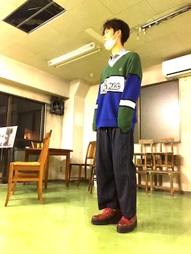 「FRED PERRY（フレッドペリー）のアイテム（ニット/セーター）」を使った、『nagaoka』さん（メンズ・178cm）の冬コーディネート