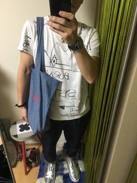 「アイテム（スリッポン、シルバー系）」を使った、8bさん（メンズ・168cm）の夏コーディネート