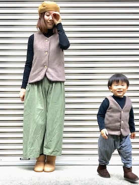 「Handmade（ハンドメイド）のアイテム（その他アウター）」を使った、ちなつさん（レディース・168cm）の秋コーディネート