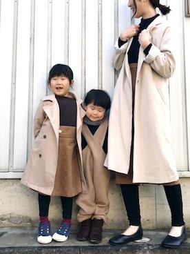 「親子でおそろい」｜「アイテム（トレンチコート）」を使った、ちなつさん（レディース・168cm）の秋コーディネート