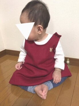 「9ヶ月」｜「アイテム（ワンピース/ドレス）」を使った、ちゃあさん（キッズ・70cm）の秋コーディネート