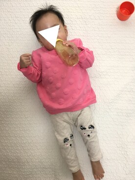 「動物モチーフ」｜「アイテム（スウェット）」を使った、ちゃあさん（キッズ・70cm）の冬コーディネート