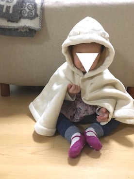 「MIKI HOUSE（ミキハウス）のアイテム（ポンチョ）」を使った、ちゃあさん（キッズ・70cm）の冬コーディネート