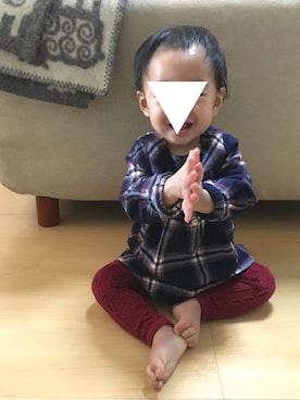 「赤タイツ」｜ちゃあさん（キッズ・80cm）の冬コーディネート