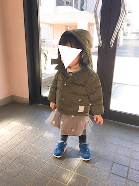 「ZARA KIDS」｜「アイテム（ダウンジャケット/コート）」を使った、ちゃあさん（キッズ・80cm）の冬コーディネート