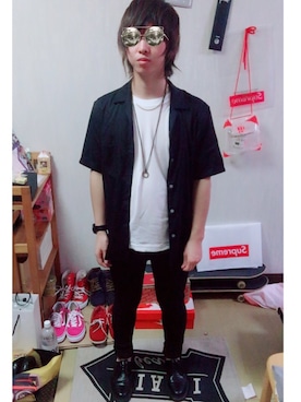 「UNIQLOU」｜「アイテム（アクセサリー）」を使った、＜●ω●βさん（メンズ・166cm）の夏コーディネート