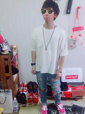 「MONKEY TIME（モンキータイム）のアイテム（ブレスレット）」を使った、＜●ω●βさん（メンズ・166cm）の秋コーディネート