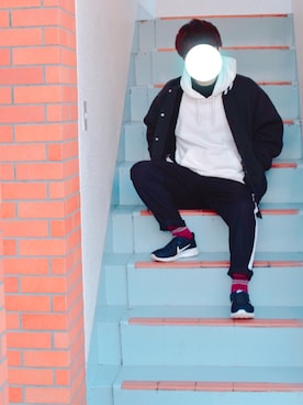 「snidel」｜「アイテム（スタジャン）」を使った、＜●ω●βさん（メンズ・166cm）の冬コーディネート