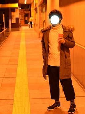 「nano・universe」｜「アイテム（モッズコート）」を使った、＜●ω●βさん（メンズ・166cm）の冬コーディネート