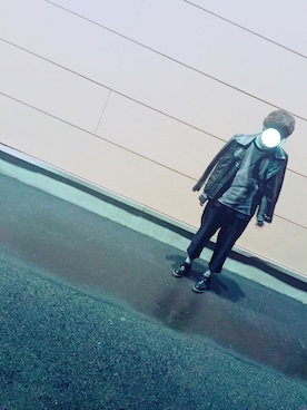 「unrelaxing（アンリラクシング）のアイテム（ライダースジャケット）」を使った、＜●ω●βさん（メンズ・166cm）の冬コーディネート