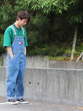 「TOMMY HILFIGER（トミーヒルフィガー）のアイテム（サロペット/オーバーオール）」を使った、＜●ω●βさん（メンズ・166cm）の秋コーディネート