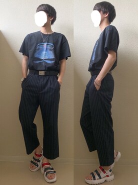 「FILA（フィラ）のアイテム（サンダル）」を使った、ふじさん（メンズ・170cm）の夏コーディネート