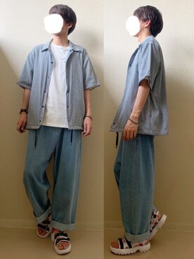 「FILA（フィラ）のアイテム（サンダル）」を使った、ふじさん（メンズ・170cm）の夏コーディネート