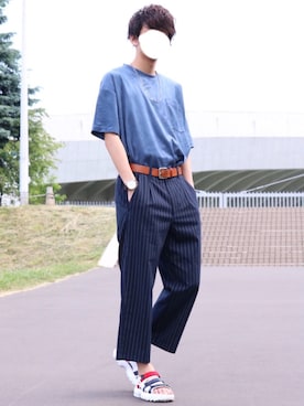 「FILA（フィラ）のアイテム（サンダル）」を使った、ふじさん（メンズ・170cm）の夏コーディネート