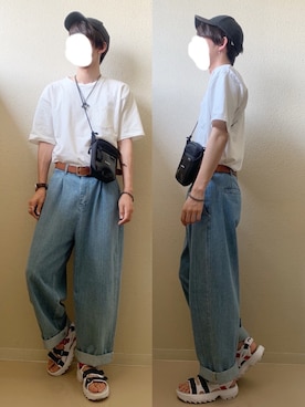 「Rename（リネーム）のアイテム（ショルダーバッグ）」を使った、ふじさん（メンズ・170cm）の夏コーディネート