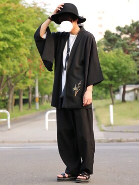 「GLOBAL WORK（グローバルワーク）のフェルトロングブリムハット/705078（ハット）」を使った、ふじさん（メンズ・170cm）の夏コーディネート