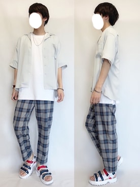 「FILA（フィラ）のアイテム（サンダル）」を使った、ふじさん（メンズ・170cm）の夏コーディネート