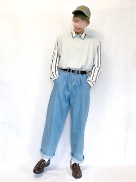 「UP START（アップスタート）のアイテム」を使った、ふじさん（メンズ・170cm）の秋コーディネート