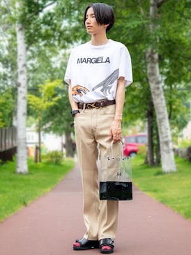 「マルジェラ」｜「アイテム（その他）」を使った、ふじさん（メンズ・170cm）の夏コーディネート