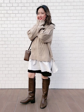 「アイテム（バッグ）」を使った、ちびまる ◎さん（レディース・142cm）の冬コーディネート