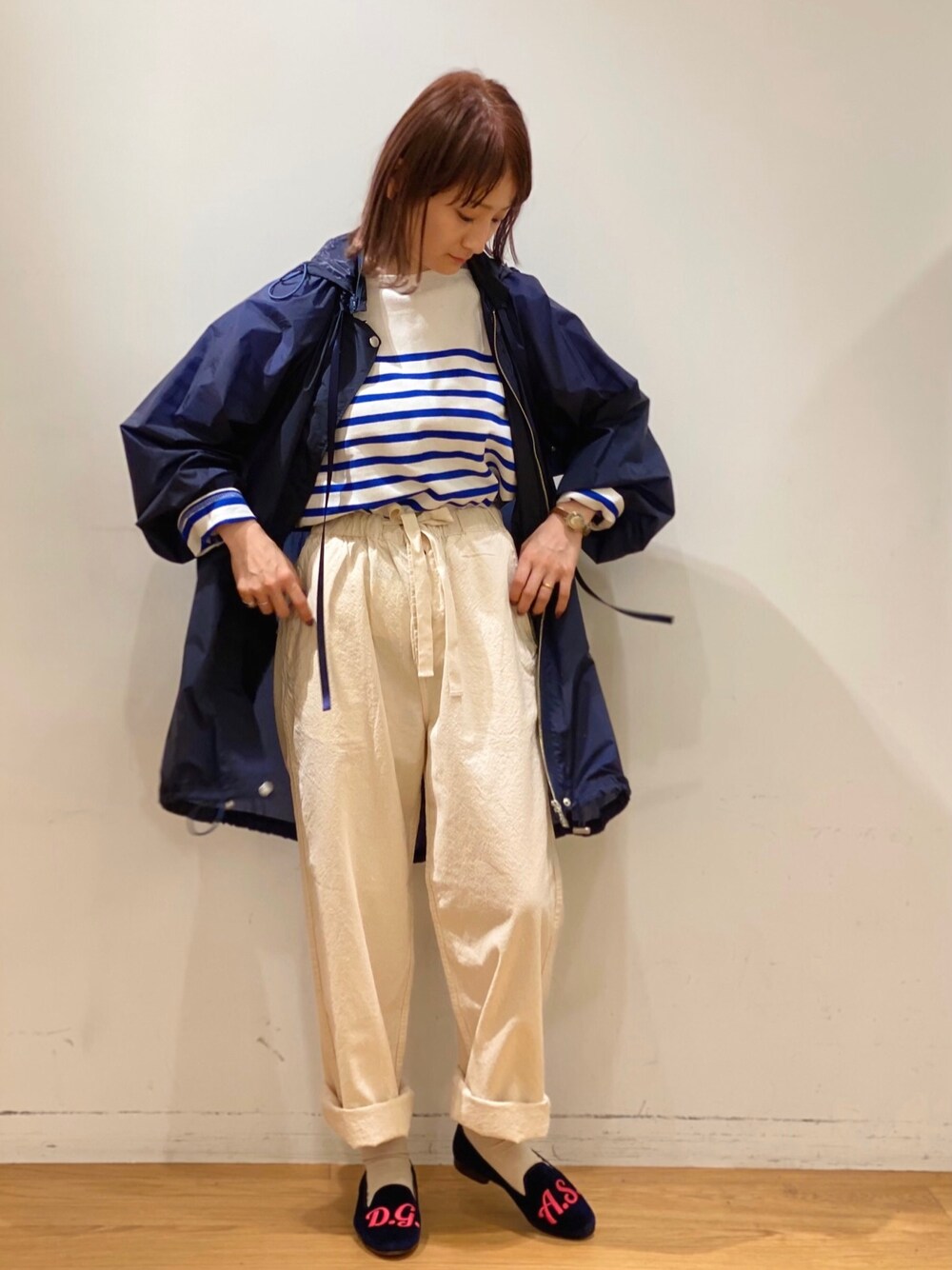 「オトナカジュアル、ボーダー、春コーデ」｜「ORCIVALの【ORCIVAL】ラッセルフレンチセーラードロップショルダーTシャツ WOMEN（Tシャツ/カットソー、その他）」を使った、waragaiさん（レディース・153cm）の冬コーディネートの1枚目の写真