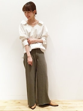 「カーキパンツ」｜Neneさん（レディース・164cm）の夏コーディネート